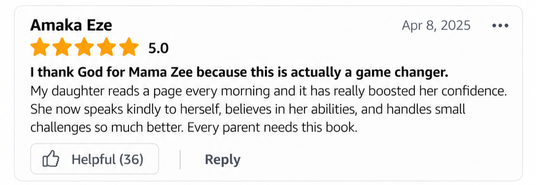 Feedback from a mother using the cards